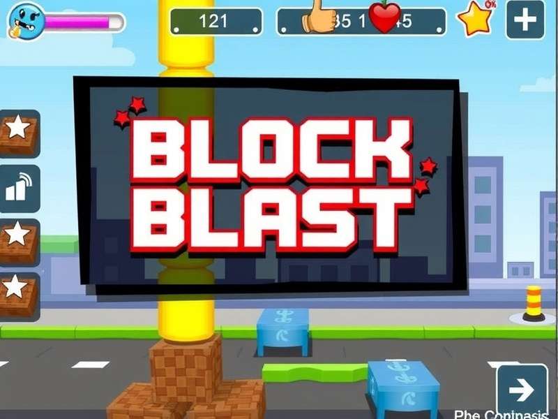 Block Blast gameplay on mobile device showing colorful blocks