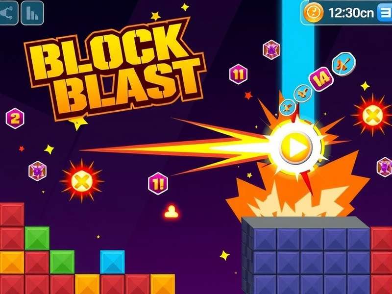 Block Blast gameplay screenshot showing colorful blocks