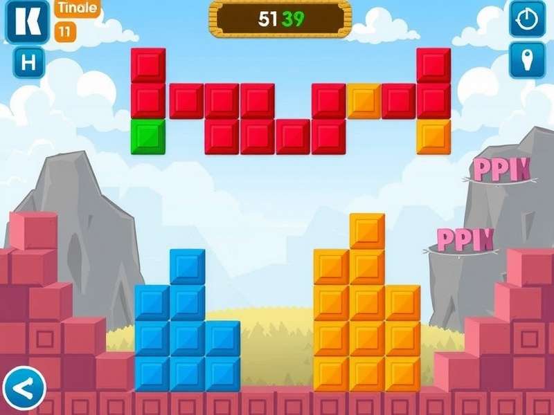 A vibrant, abstract representation of colorful blocks falling into place in a puzzle game, symbolizing strategy and fun.