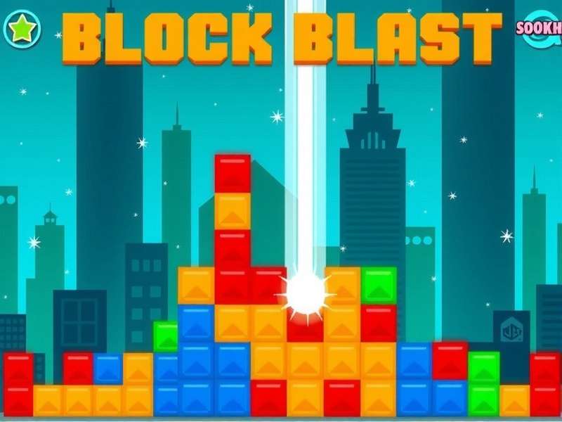 Block Blast Online gameplay screenshot showing colorful blocks