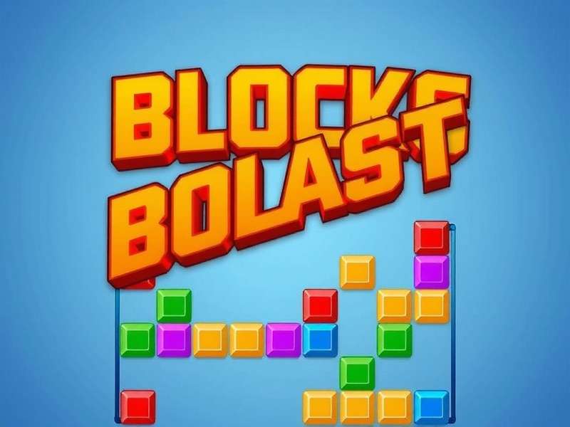 A smartphone displaying the Blocks Blast game interface with colorful blocks