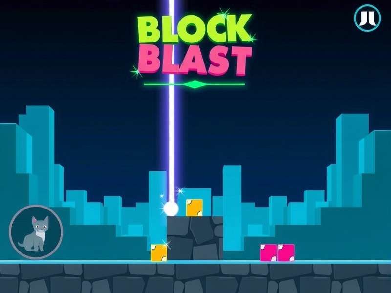 Block Blast PC gameplay interface showing a complex grid of colored blocks