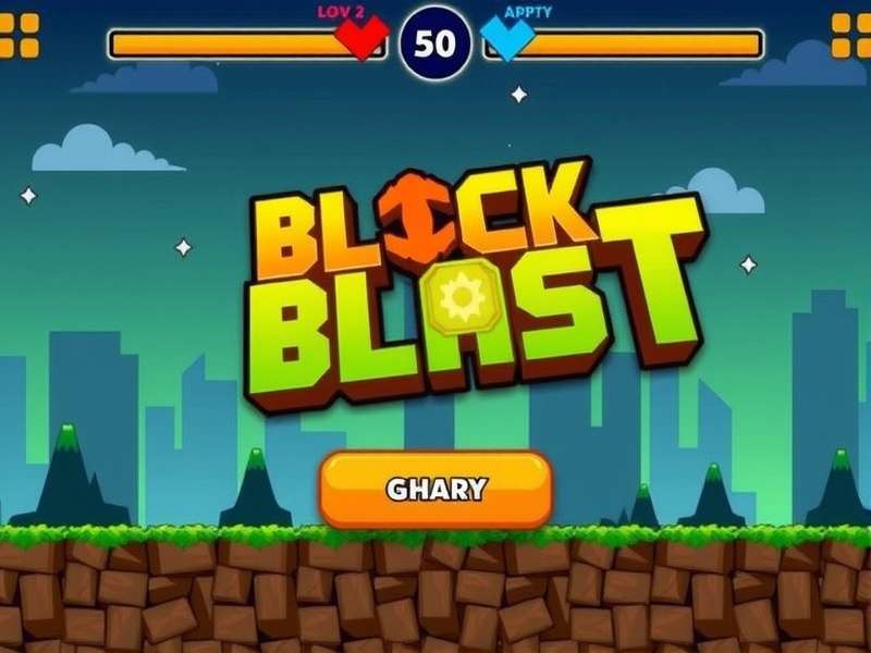 Hand holding a phone showing the Block Blast game interface with colorful blocks
