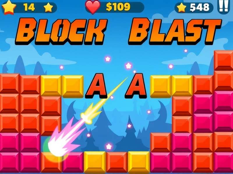 Game Block Blast gameplay screenshot showing colorful blocks on a grid