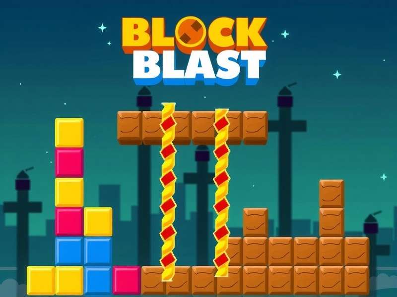 Block Blast Puzzle gameplay showing colorful blocks and scoring interface