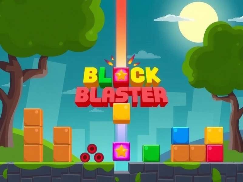 Block Blaster game grid with multi-colored blocks and line-clearing animation