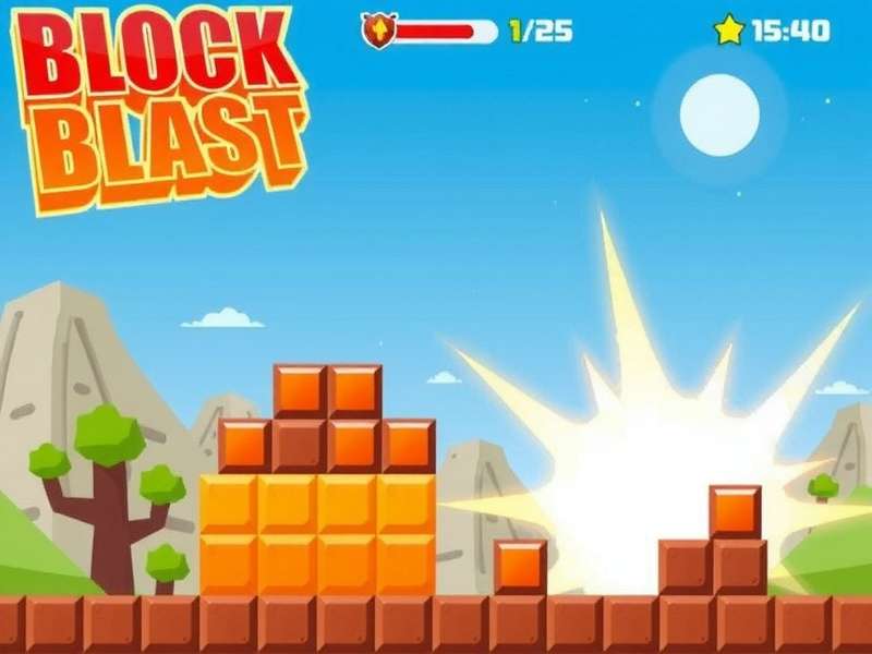 Block Blast Game gameplay screenshot showing puzzle board with colorful blocks