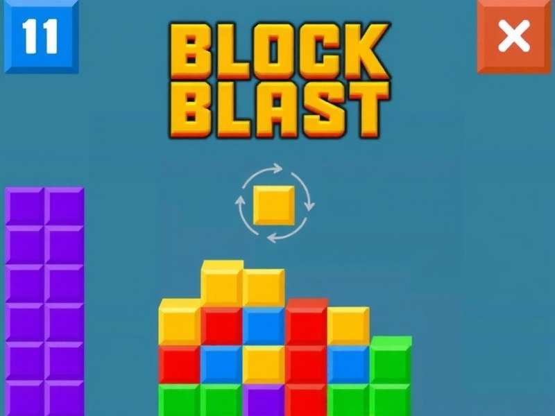 Block Blast Game Free Online gameplay grid with colorful blocks on a dark background