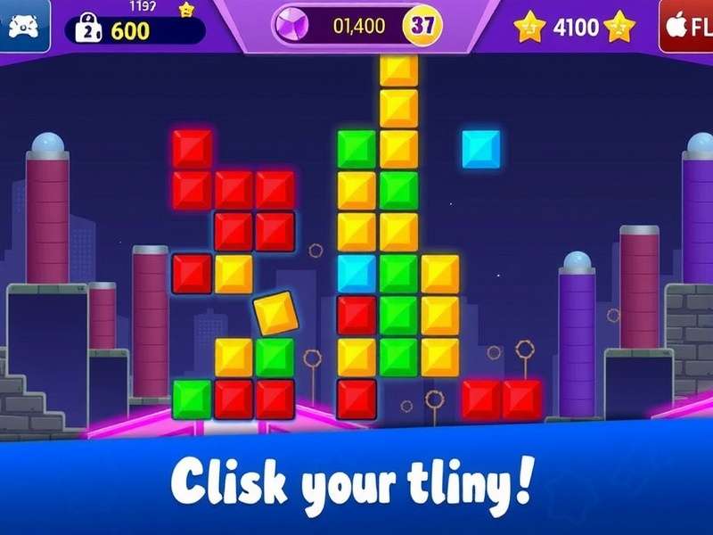 Block Blast game board with colorful blocks and strategy overlay showing optimal moves for Android players