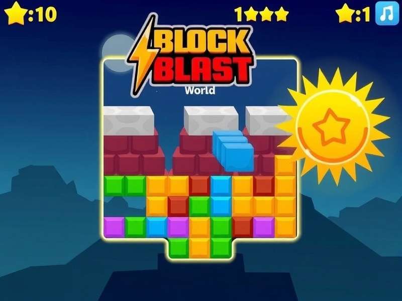 Block Blast world record high score gameplay screenshot with glowing blocks and leaderboard